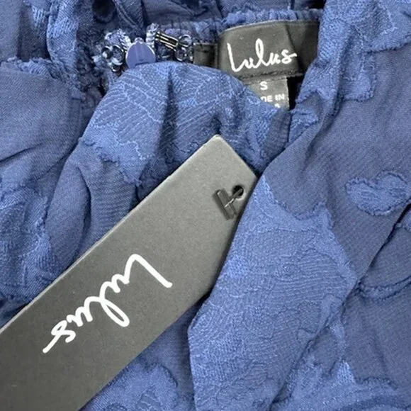 NWT Grace and Beauty Navy Blue Burnout Floral Print Tiered Dress - Picture 7 of 9